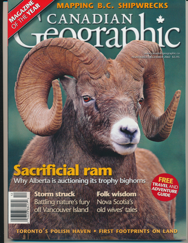 CANADIAN GEOGRAPHIC MAGAZINE NOVEMBER/ DECEMBER 2002 BIGHORN in Magazines in Oakville / Halton Region