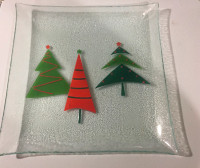 Fused glass Christmas plate