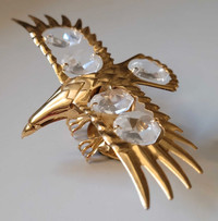 Vintage Mascot 24k Gold Plated with Austrian Crystal Bald Eagle 