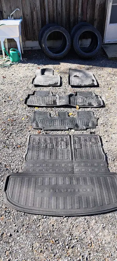 1, 2, 3 rows of liners and cargo tray with seat backing (Not soiled: sunlight reflection in photos)