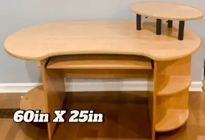Modern Wooden Computer Desk with Raised Shelf, View more