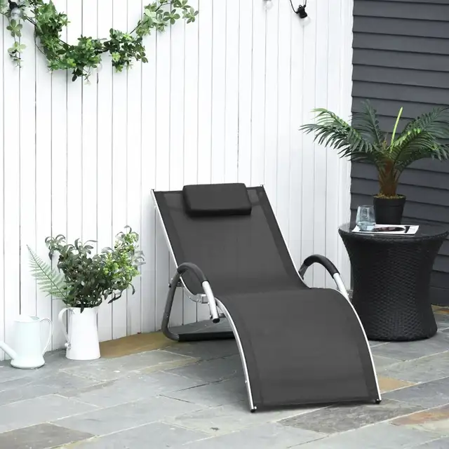 Sun Lounger Reclining Chair Portable Armchair with Pillow  in Patio & Garden Furniture in Markham / York Region - Image 2