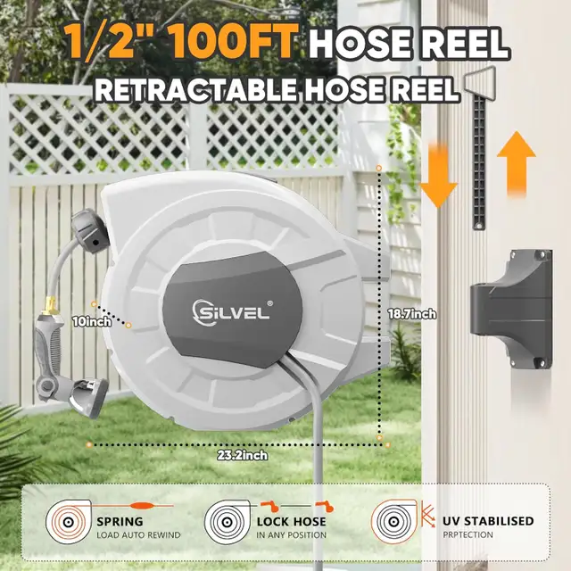 SILVEL Retractable Garden Hose Reel – 105 ft in Outdoor Tools & Storage in Oshawa / Durham Region - Image 6