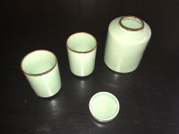 Japanese Celadon Tea Set (2 tea cups and tea container)