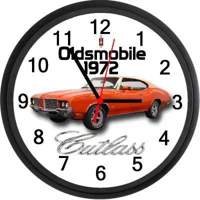 1972 Oldsmobile Cutlass (Flame Orange) Custom Wall Clock - New