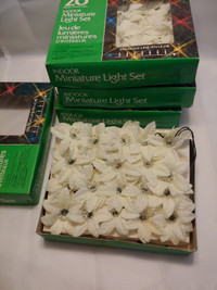 Vintage White Poinsettia XMAS Lights - 4 Boxes of 20 Lights
