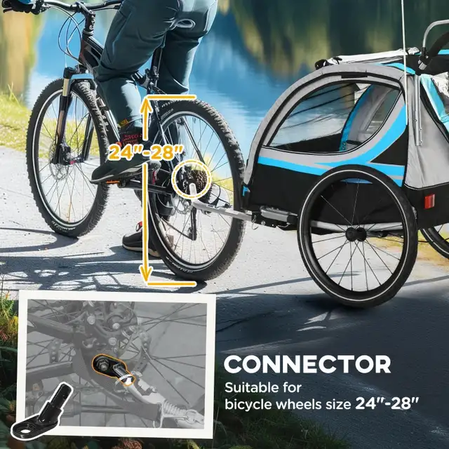 Double seat stroller kids 3-in-1 Bike Trailer   in Strollers, Carriers & Car Seats in Markham / York Region - Image 9