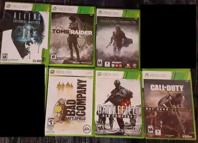 Bonjour, Je vends plusieurs jeux de Xbox 360 en bonne condition. 10$ chacun Aliens - colonial marine...