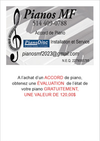 Accordeur - Technicien de piano 514 409-0788