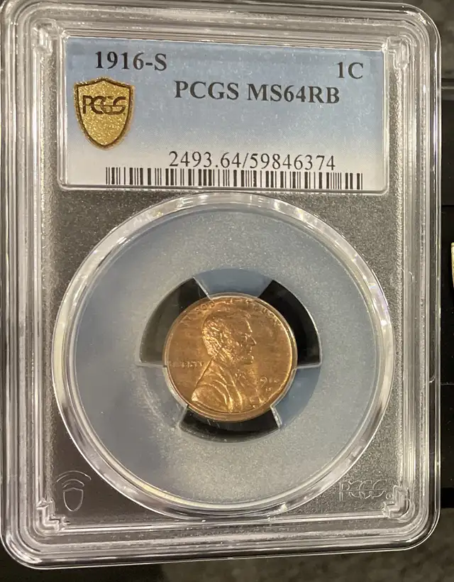 1916-s USA 1 cent pcgs ms64RB in Arts & Collectibles in Mississauga / Peel Region - Image 2