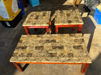 3 piece faux marble coffee and end tables