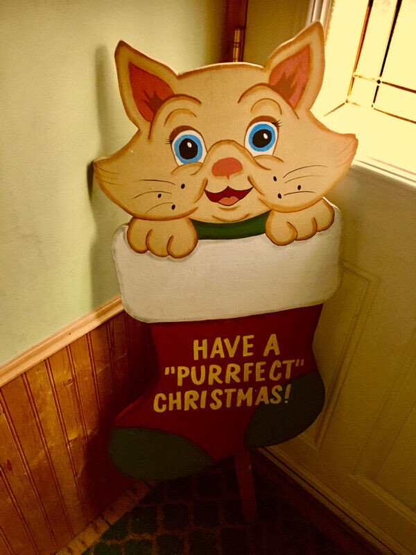 Wooden Christmas Lawn Ornament - "Have a Purrfect Christmas" in Outdoor Décor in Mississauga / Peel Region