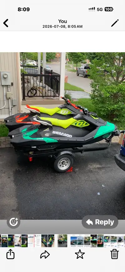 2020 Sea-Doo Spark Package - Pair of 90HP 2up (iBR + VTS) + Double Trailer 18850 Both skis are fully...