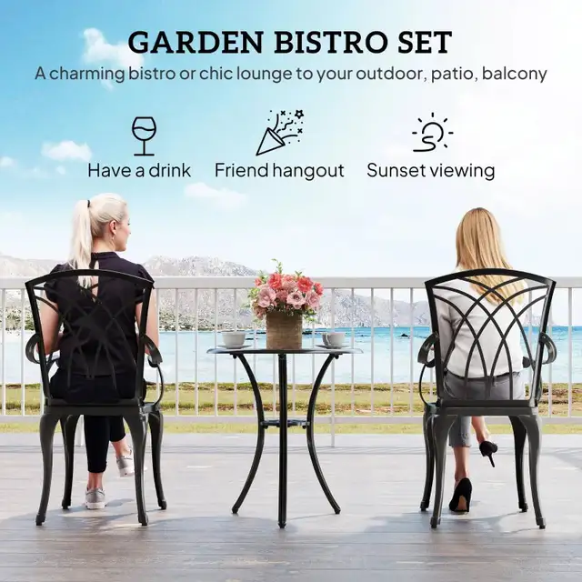 3 Pieces Patio Bistro Set, Cast Aluminum Outdoor Conversation  in Patio & Garden Furniture in Markham / York Region - Image 4