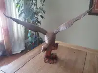Vintage Hand Carved Wooden Eagle – removable wings