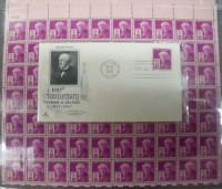 US FDC & SHEET OF 3 CENT STAMPS - FEB 11, 1947 (THOMAS EDISON)