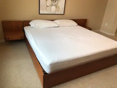 Teak King size bedframe with matching dresser, View more