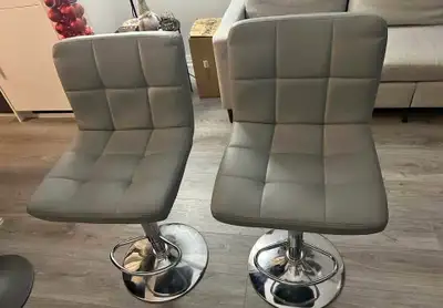 Sleek Grey & Chrome Swivel Stools – Brand New, View more
