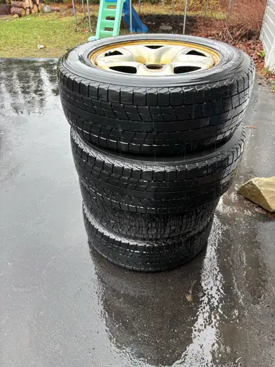 Took them off a Mazda CX-5, one has a plug, the tires appear to be in good shape and have some life...
