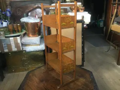 English Arts & Crafts Oak Bookshelf w. Stenciling, c.1900, View more