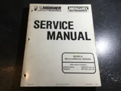 Mercury Mariner 50, 55, 60 hp Outboards Factory Service Manual 90-817643-1 12/92. Published December...