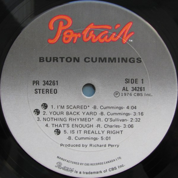 Burton Cummings - Portrait 1976 debut LP record album vinyl in CDs, DVDs & Blu-ray in Markham / York Region - Image 3