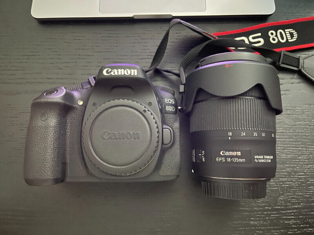 Canon EOS 80D + EFS 18-135mm Lens + Extra Battery + 2 Bags in Cameras & Camcorders in Oakville / Halton Region