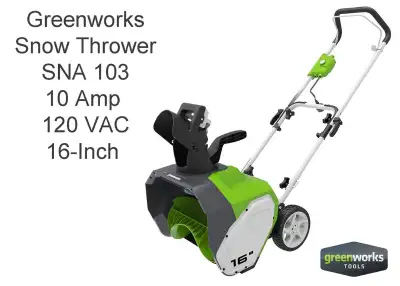 Snow Blower ~ Greenworks Electric, View more
