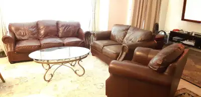 Leather sofa, loveseat, single 