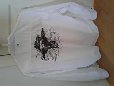 DESIGNER White Shirt with Black-Grey Design