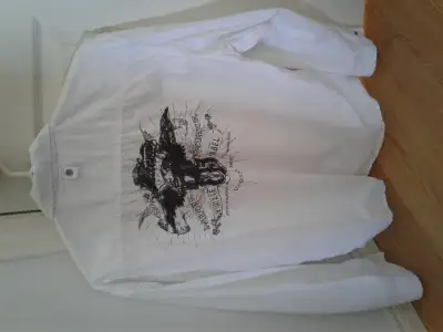 DESIGNER White Shirt with Black-Grey Design, View more