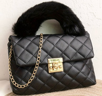 Mini  fashion quilted crossbody trendy flap black handbag black 