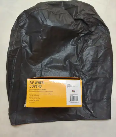 RV wheel covers. 4 black wheel covers fiting 24-26.5" wheels. Protect your tires from sun and weathe...