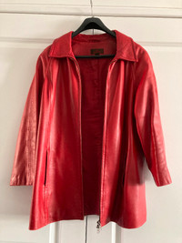 Ladies Red Danier Leather Jacket - size M @ $50