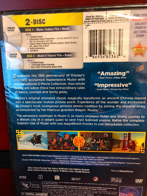 Mulan 2 Movie Collection DVD - NEW in CDs, DVDs & Blu-ray in Oshawa / Durham Region - Image 2