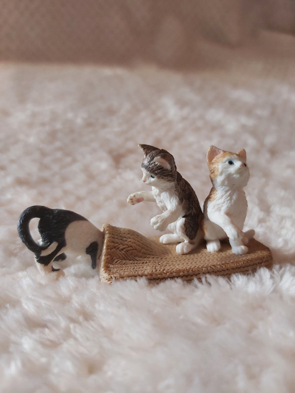 New! Schleich "Three Cats & A Rug Playtime" Figurine/Miniature in Arts & Collectibles in Saint John