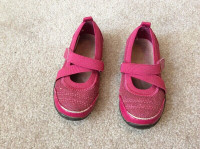 Girls Pink Shoes, Size 7 , Velcro Elastic Straps