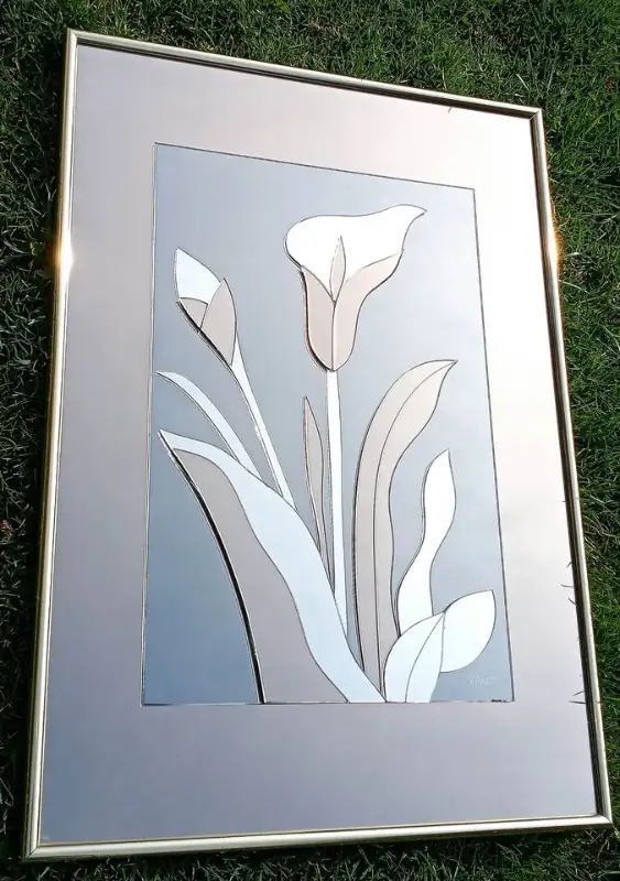 Vintage Smoked Glass Calla Lily Wall Mount Mirror by R. Parret! in Home Décor & Accents in London - Image 11