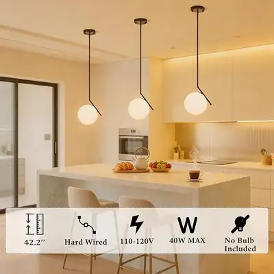 Modern Gold Pendant Light with 7.1" Frosted Glass Globe – Adjust, View more