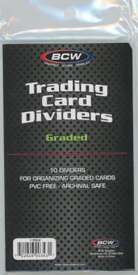 BCW .... GRADED CARD DIVIDERS .... package of 10 .… (12=$85.00)