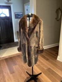 Sheared Muskrat 3/4 Length Fur Coat