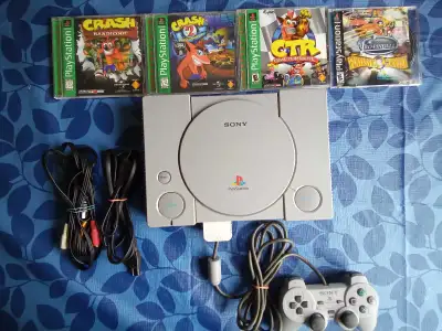 Playstation 1 with 4 games , View more