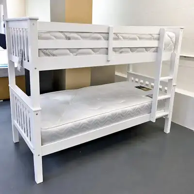 Modern White Twin Over Twin Bunk Bed For Sale, View more
