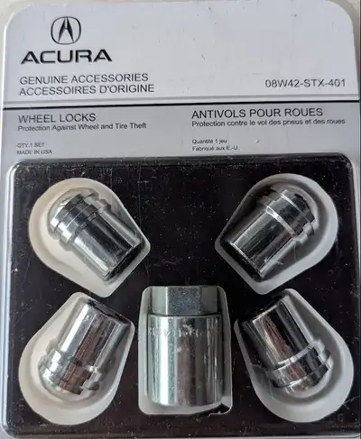 Brand new original Acura MDX security nuts . Part # 08w42-stx-401. In in original unopened package....