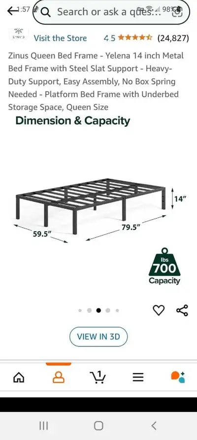 Moving sale Zinus Queen Bed Frame, View more