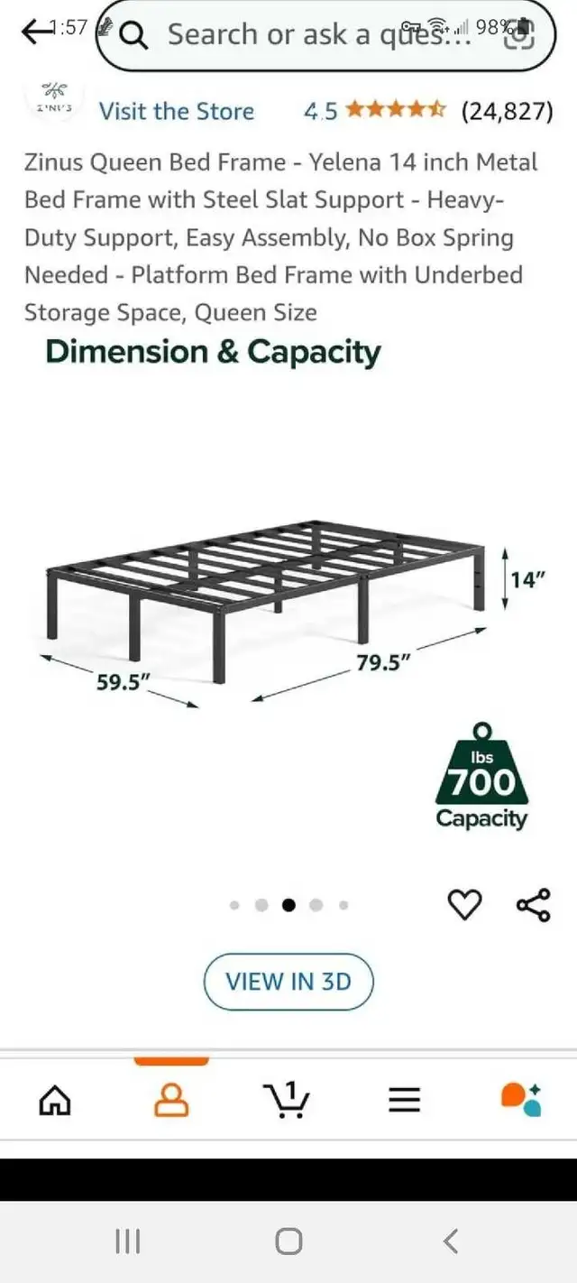 Zinus Queen Bed Frame in Beds & Mattresses in City of Toronto - Image 2