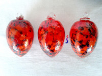 3 Spatter Glass Eggs Christmas Tree Decoration Czech Type End of