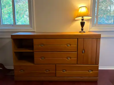Solid & Functional Multi-Storage Wood Dresser – Great Condition, View more