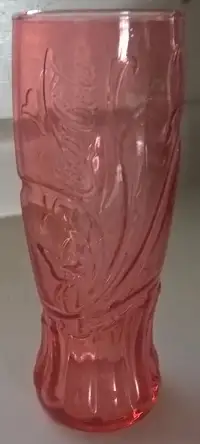 Pink Embossed Splash and A Butterfly Coca Cola Glass