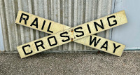 Vintage & LARGE Metal Decommissioned “Railway Crossing” Signage